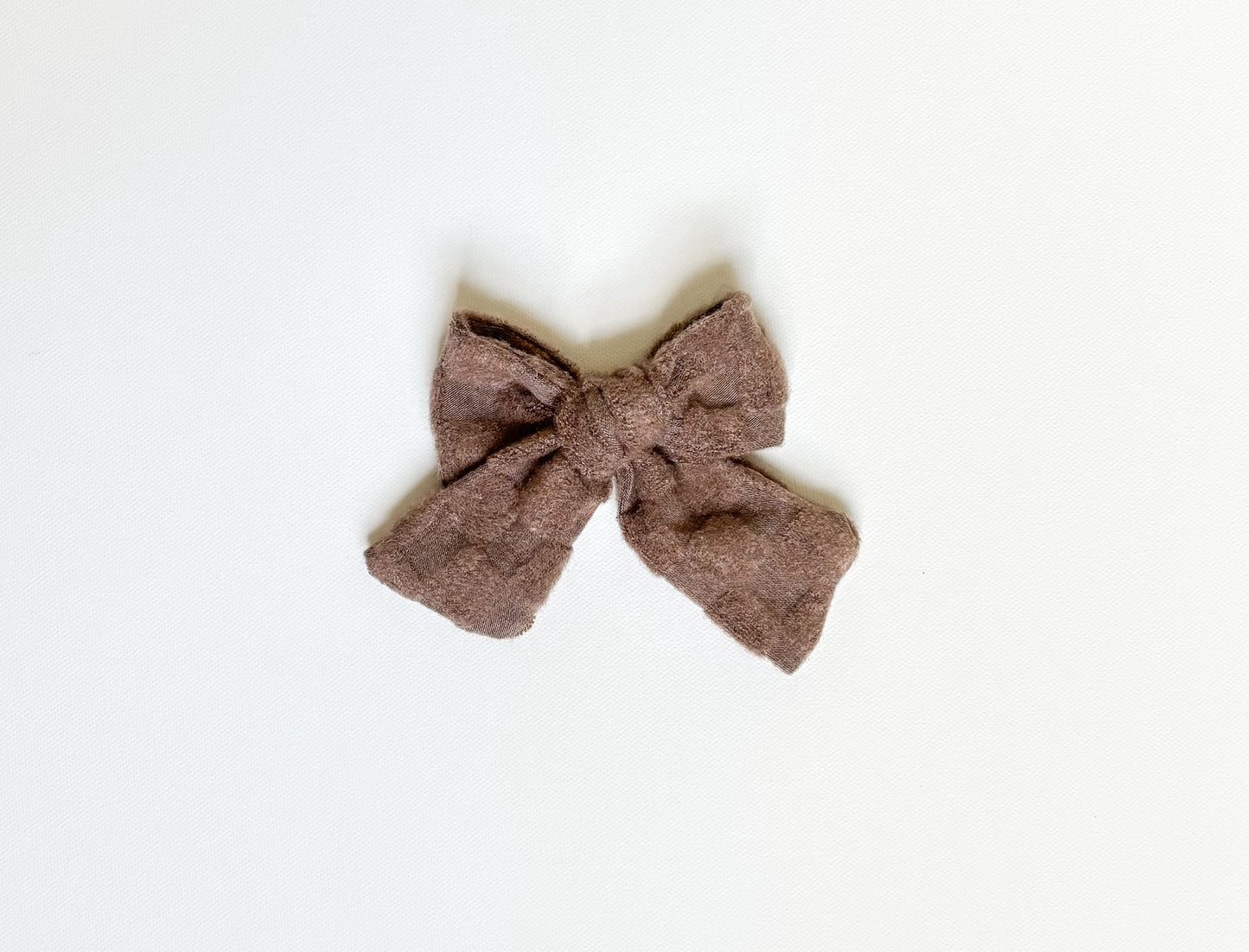 Mocha cozy checks bow clip