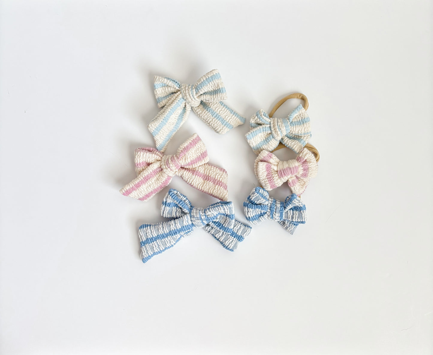 Blue stripe single bow clip