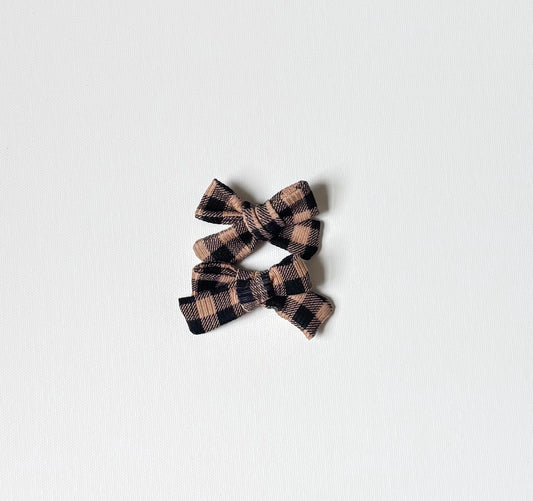 Brown gingham mini piggies