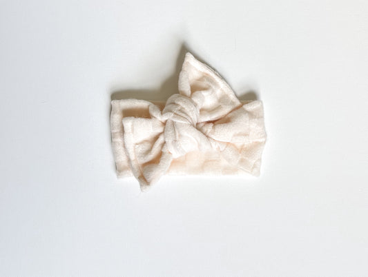Ivory cozy checks headwrap