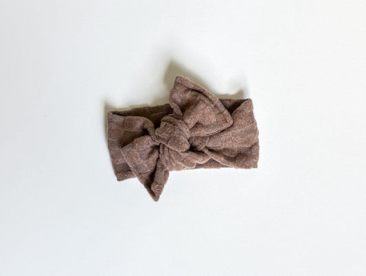 Mocha cozy checks headwrap